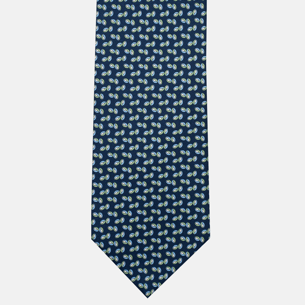3-Fold Silk Tie, Micro Pattern, Blue and Green - JA056126-10
