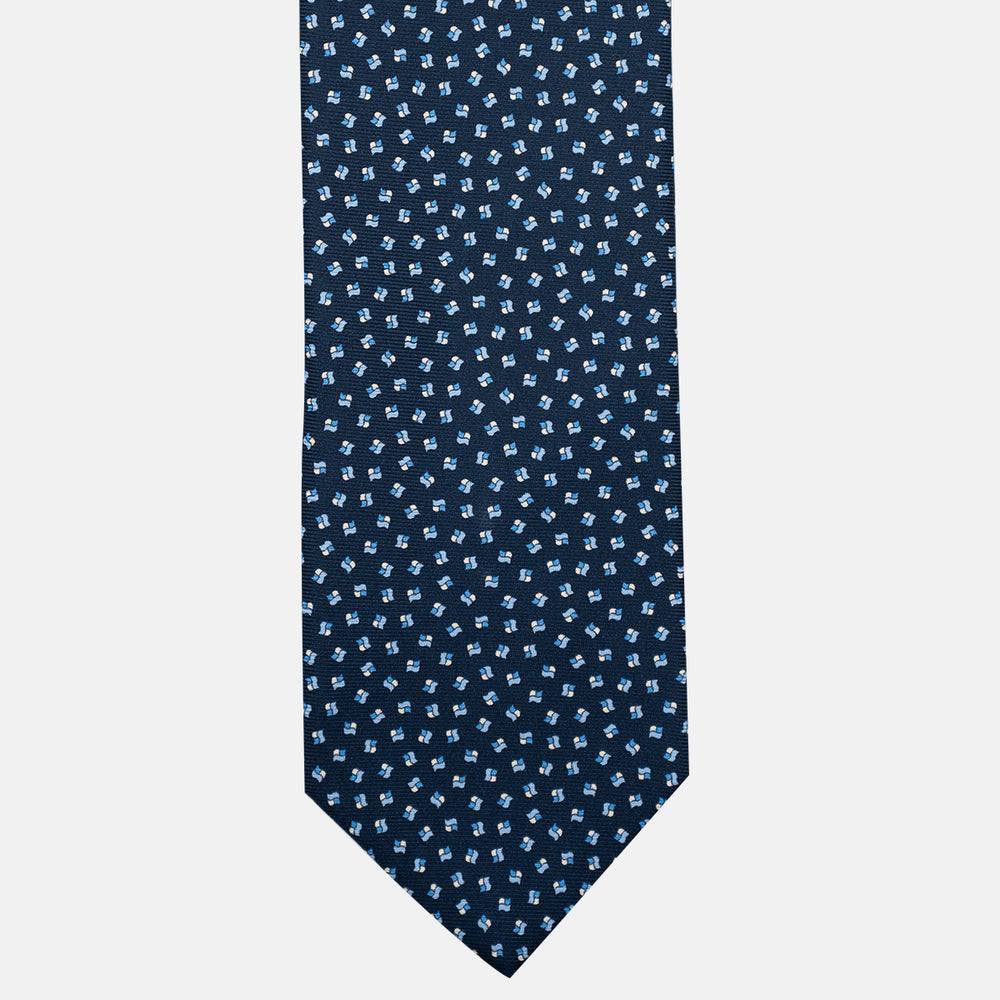 3-Fold Silk Tie, Micro Pattern, Light Blue - JA056667-10