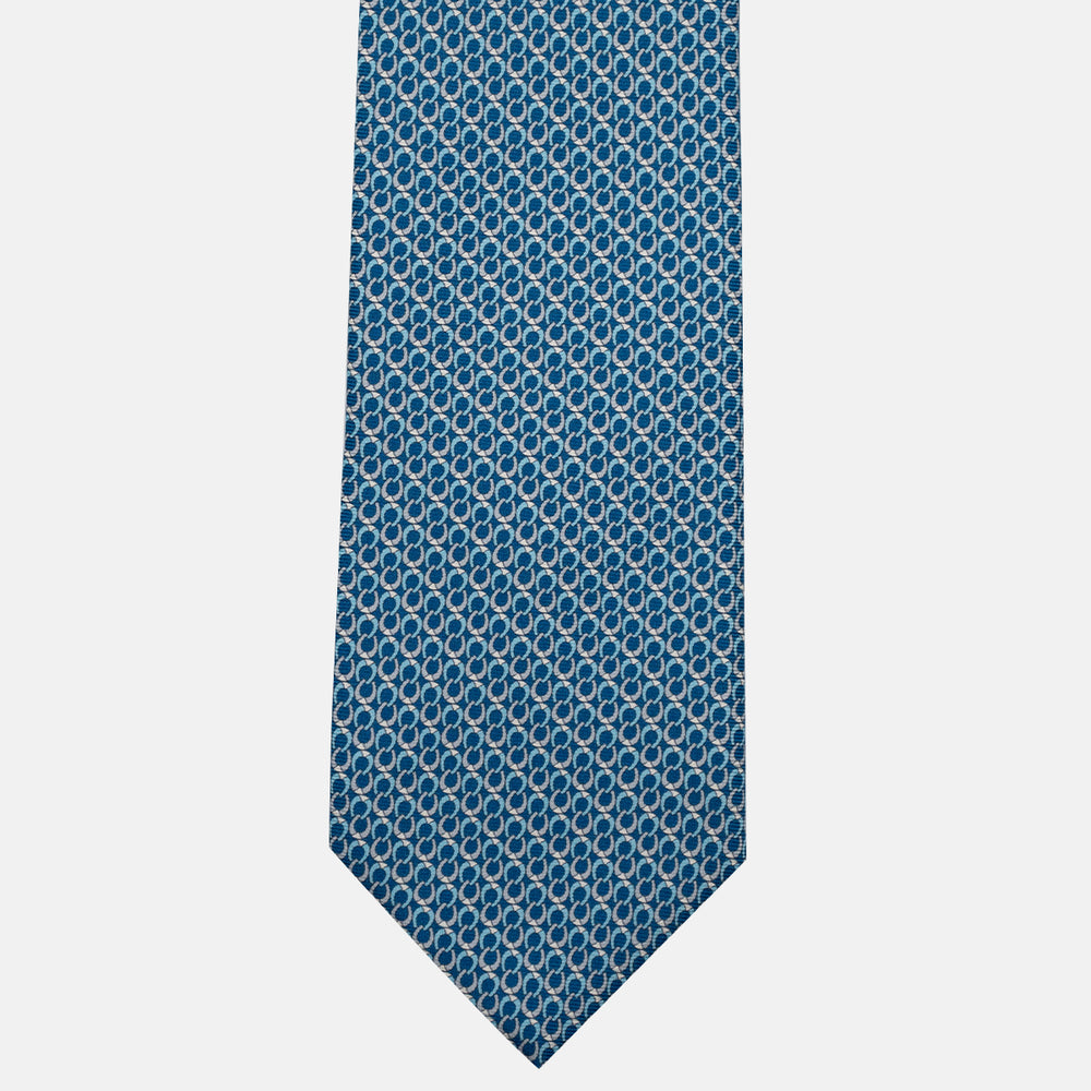 Cravatta 3 pieghe in Seta, Fantasia Concatenata, Azzurro Grigio - JC056339-10