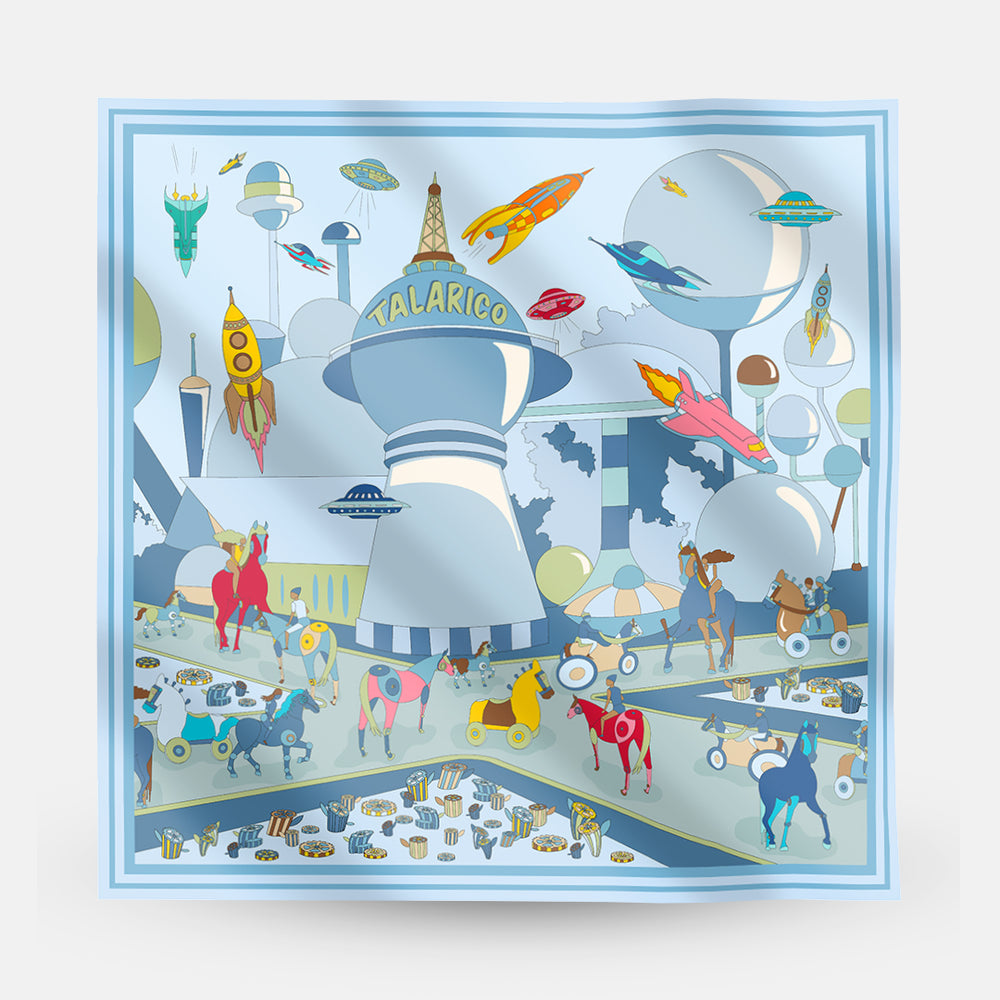 Pochette da Taschino in Seta Fantasia Città Futura