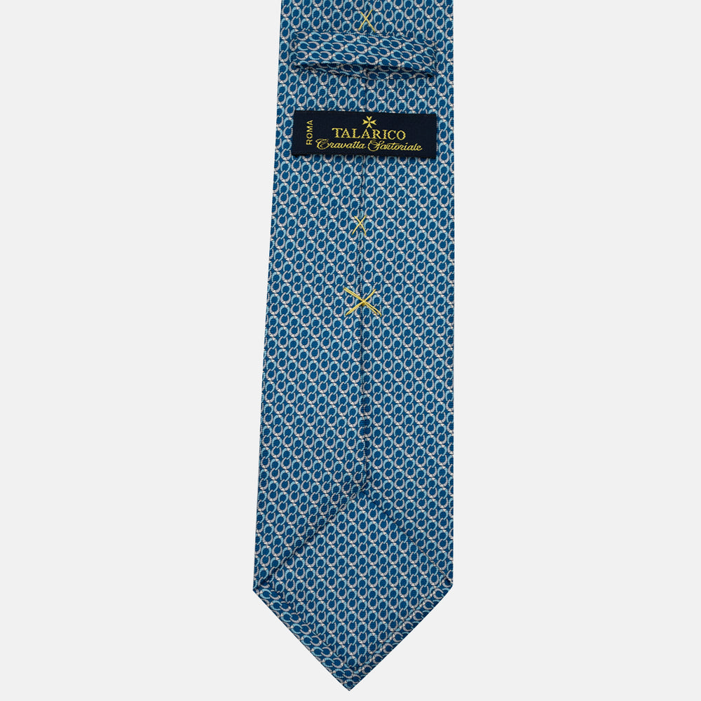 Cravatta 3 pieghe in Seta, Fantasia Concatenata, Azzurro Grigio - JC056339-10