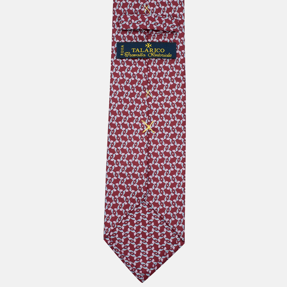 3-Fold Silk Tie, Floral Pattern, Bordeaux - JA056337-10