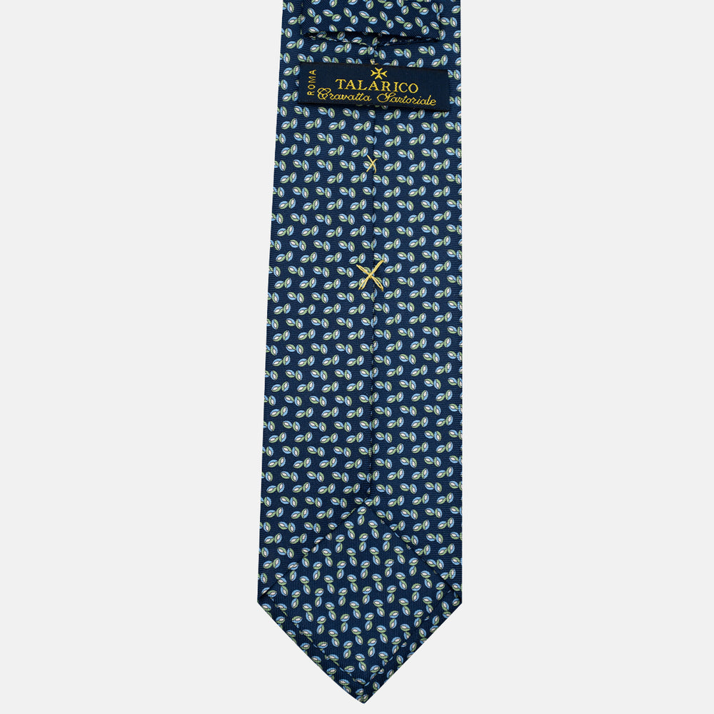 3-Fold Silk Tie, Micro Pattern, Blue and Green - JA056126-10