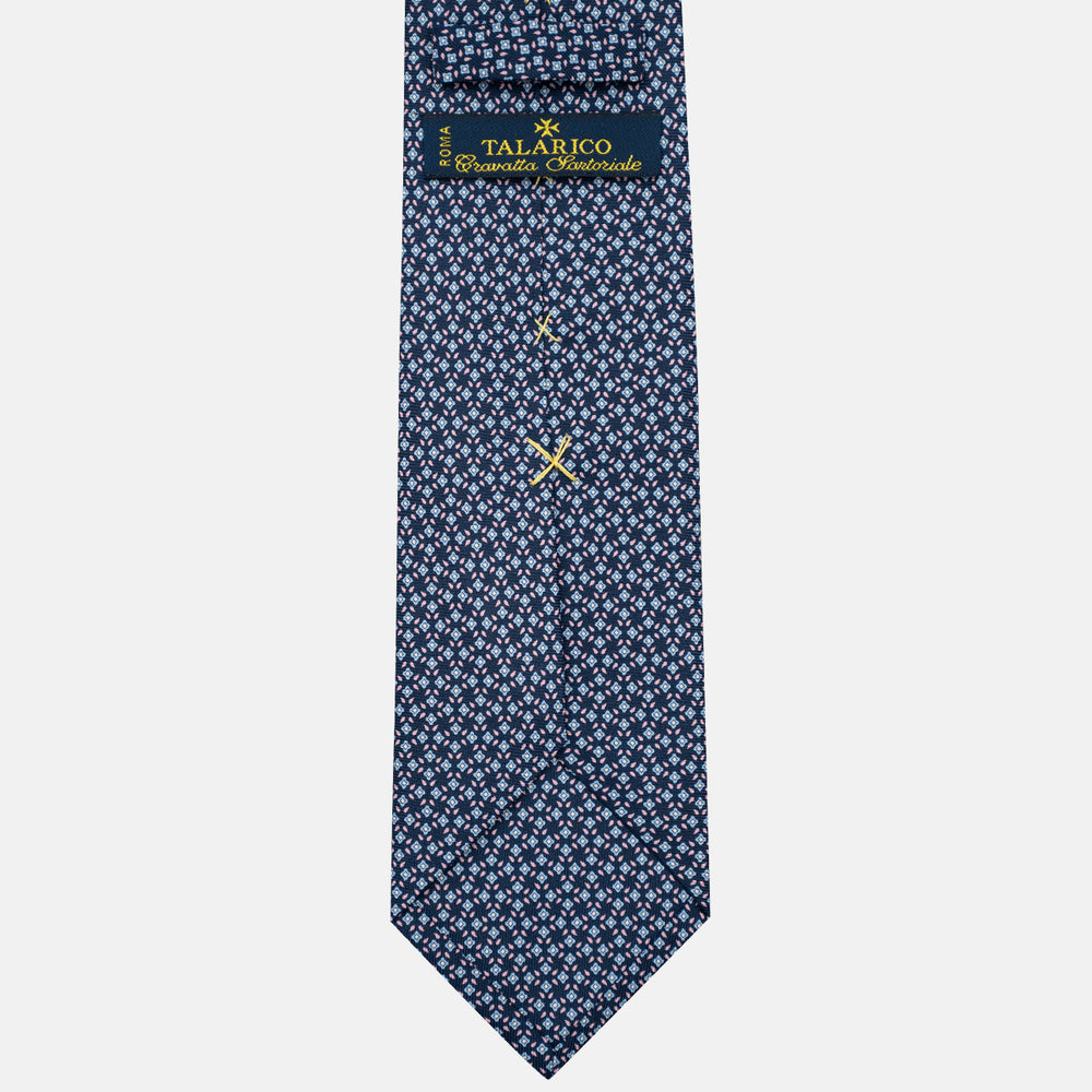 3-Fold Silk Tie, Floral Pattern, Blue Pink - JA056130-10