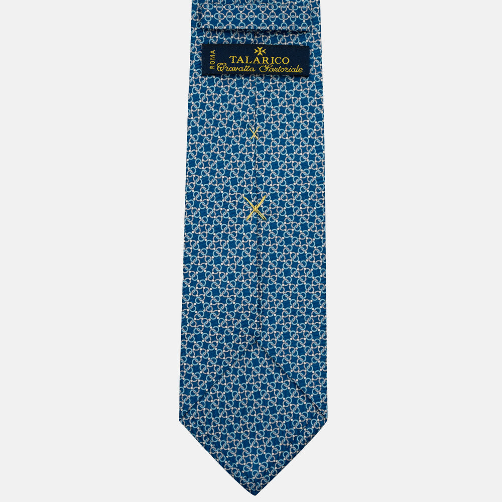 3-Fold Silk Tie, Chain Pattern, Light Blue - JA055937-10