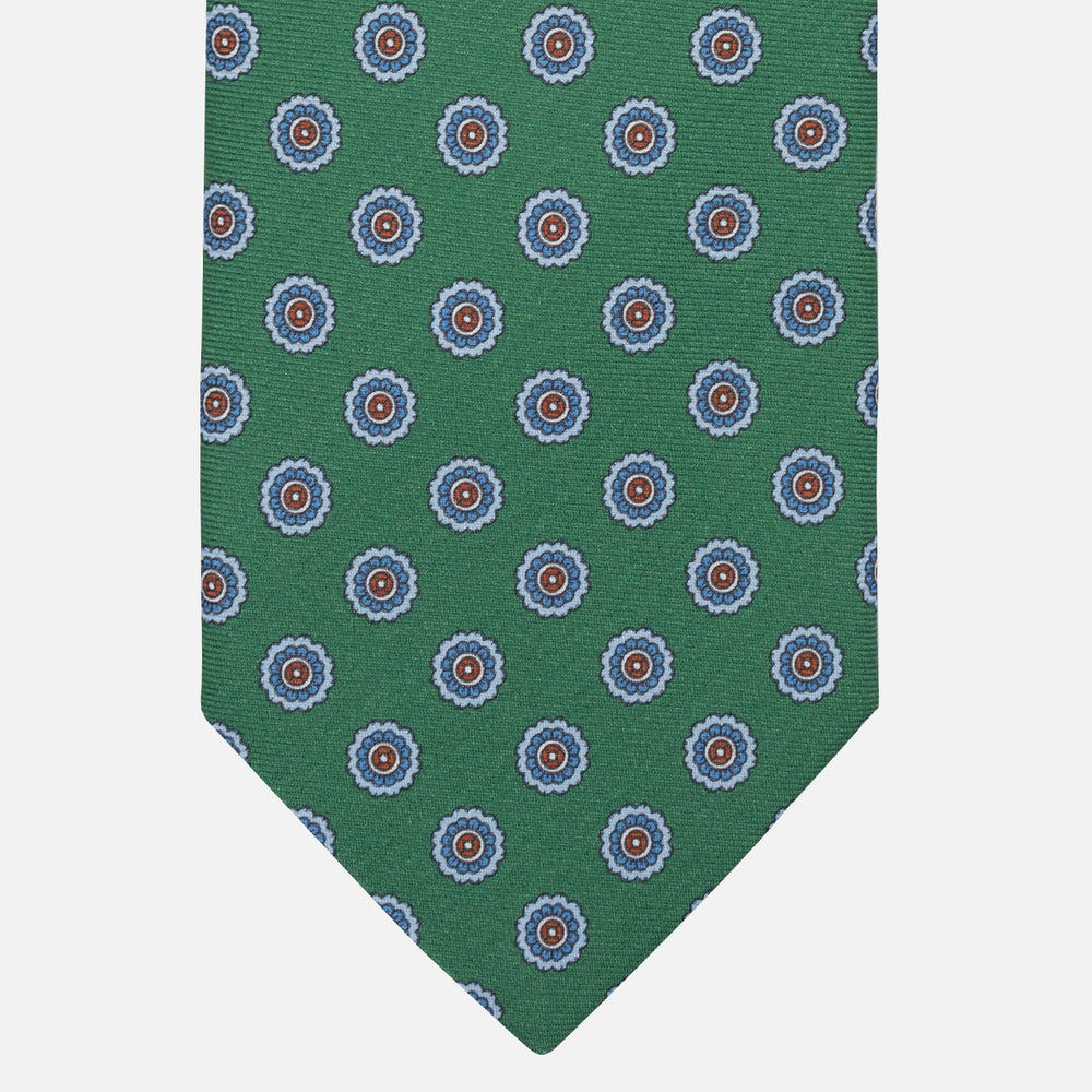 1999 Collection Tie in Heavy Silk Blue Geometric Pattern