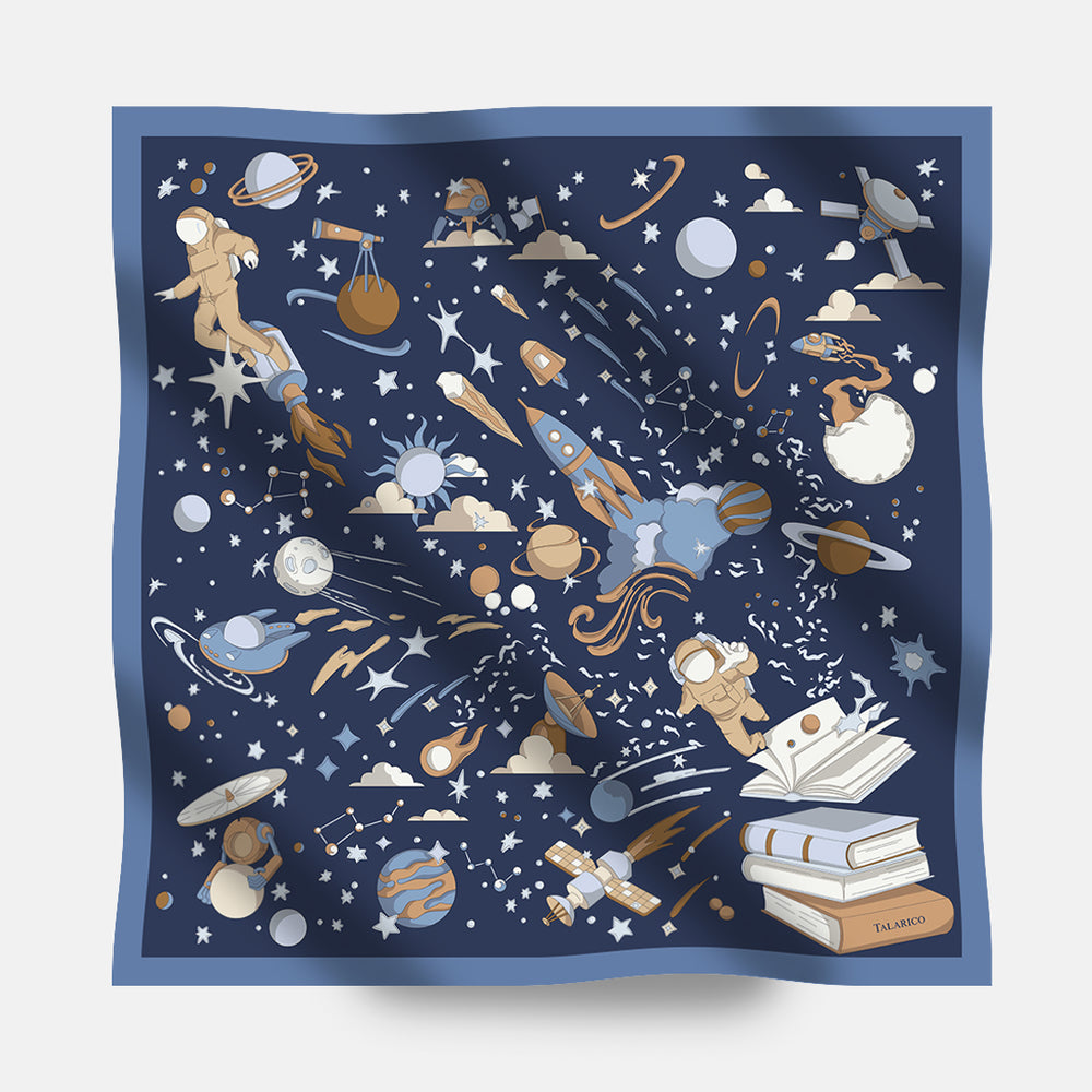 90's Twill Silk Scarf Odyssey Among the Stars