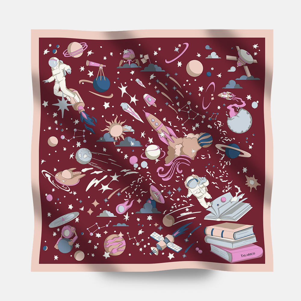 90's Twill Silk Scarf Odyssey Among the Stars