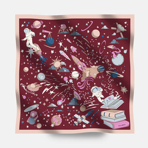 90's Twill Silk Scarf Odyssey Among the Stars