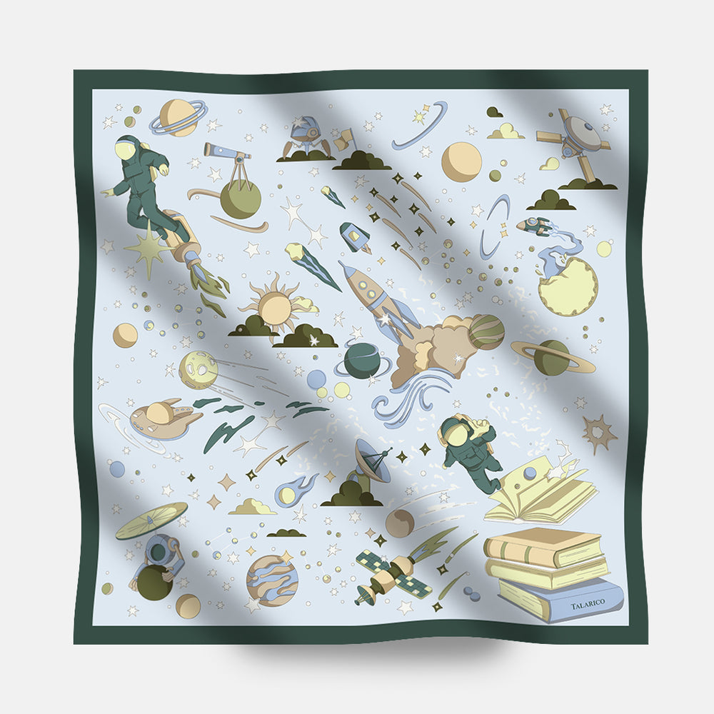 90's Twill Silk Scarf Odyssey Among the Stars