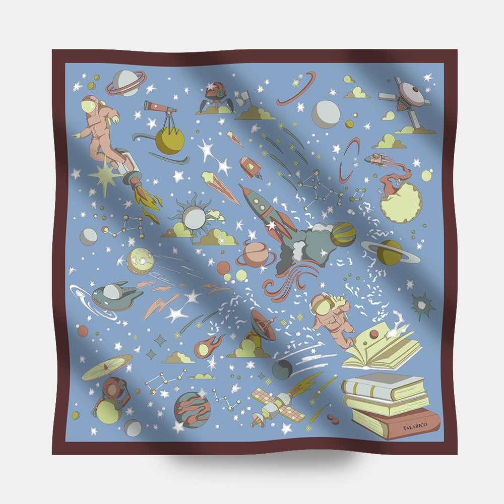 90's Twill Silk Scarf Odyssey Among the Stars