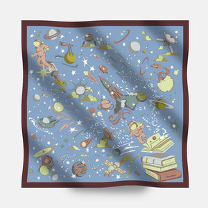 90's Twill Silk Scarf Odyssey Among the Stars