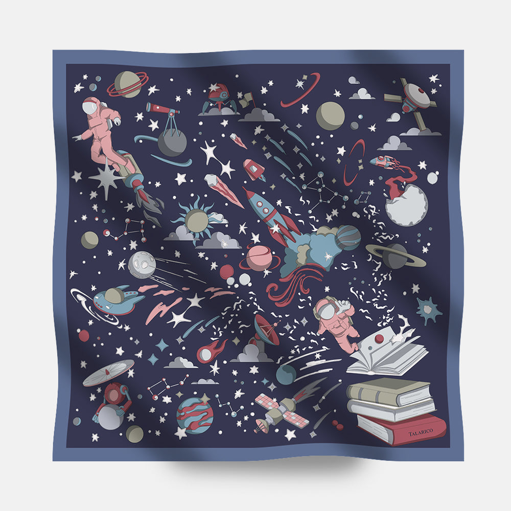 90's Twill Silk Scarf Odyssey Among the Stars