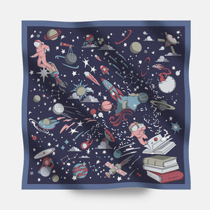 90's Twill Silk Scarf Odyssey Among the Stars