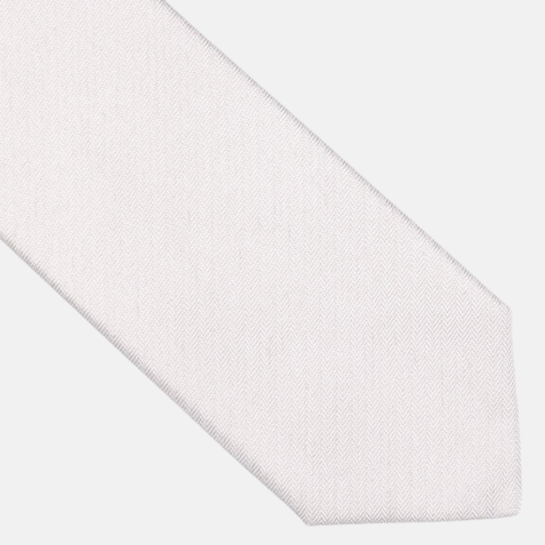 Ceremony Tie in Silk Herringbone Ice- TAL242