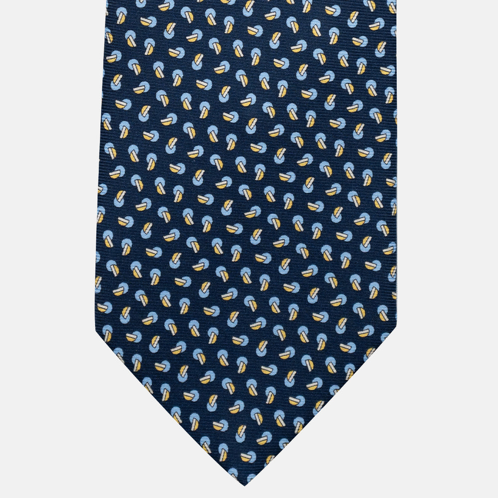 3-Fold Silk Tie, Micro Pattern, Blue and Yellow - JA056129-11
