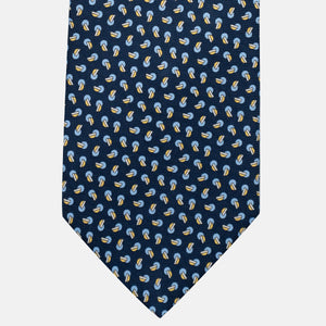 3-Fold Silk Tie, Micro Pattern, Blue and Yellow - JA056129-11