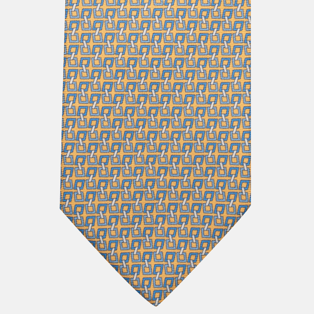 3-Fold Silk Tie, Chain Pattern, Yellow - JA057083-11