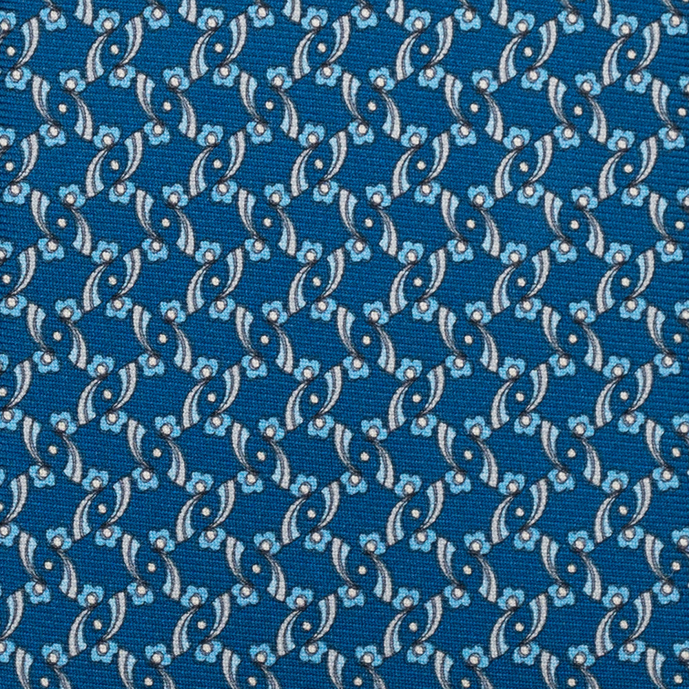 3-Fold Silk Tie, Floral Pattern, Light Blue - JA056337-11