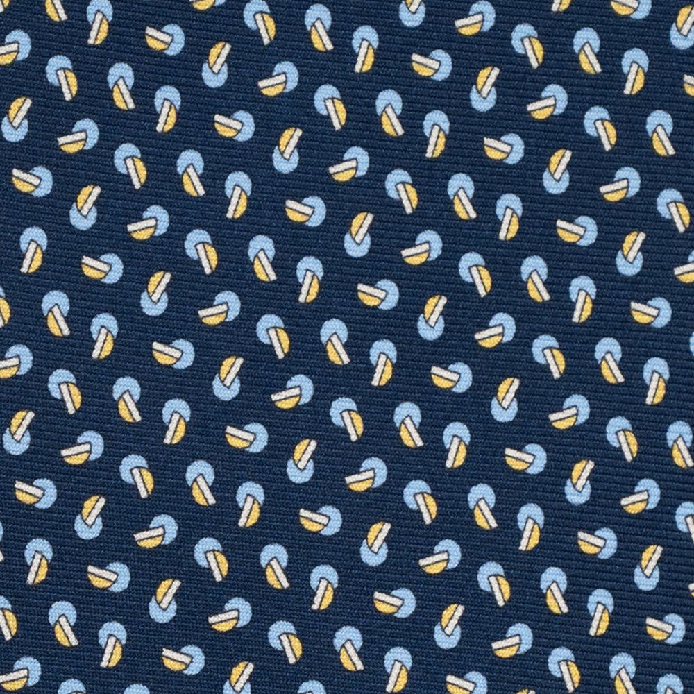 3-Fold Silk Tie, Micro Pattern, Blue and Yellow - JA056129-11