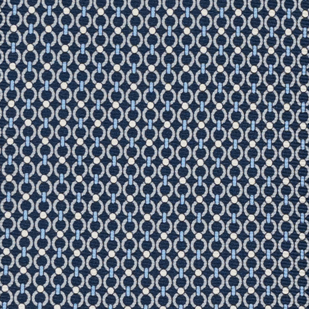 3-Fold Silk Tie, Chain Pattern, Blue and Grey - JA056672-11