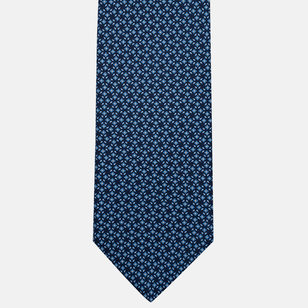 3-Fold Silk Tie, Floral Pattern, Light Blue - JA056130-11