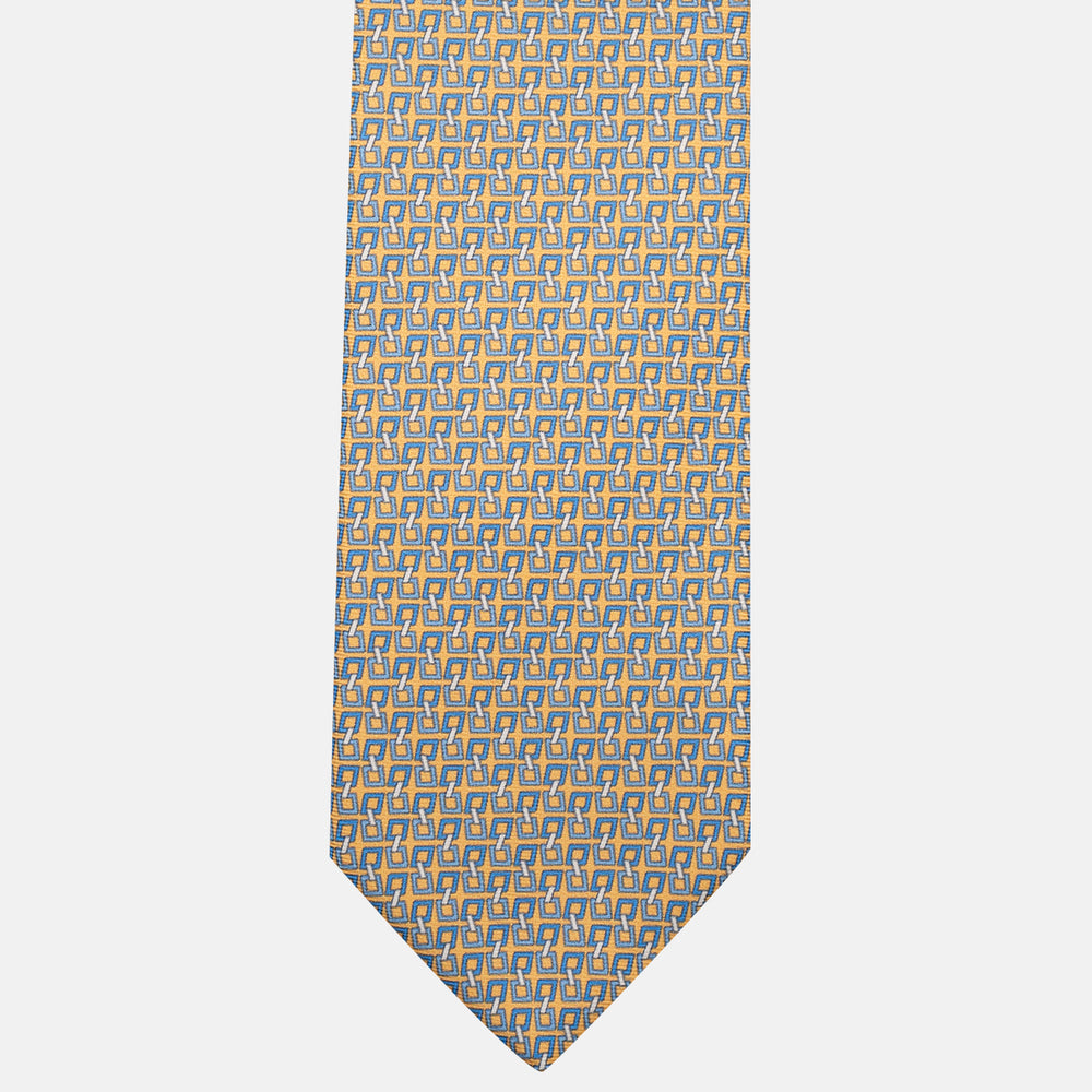 3-Fold Silk Tie, Chain Pattern, Yellow - JA057083-11