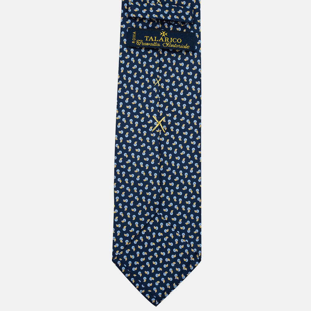 3-Fold Silk Tie, Micro Pattern, Blue and Yellow - JA056129-11
