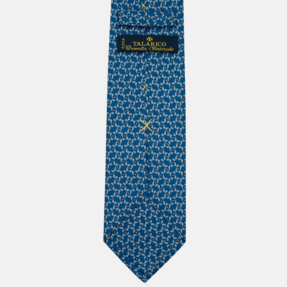 3-Fold Silk Tie, Floral Pattern, Light Blue - JA056337-11