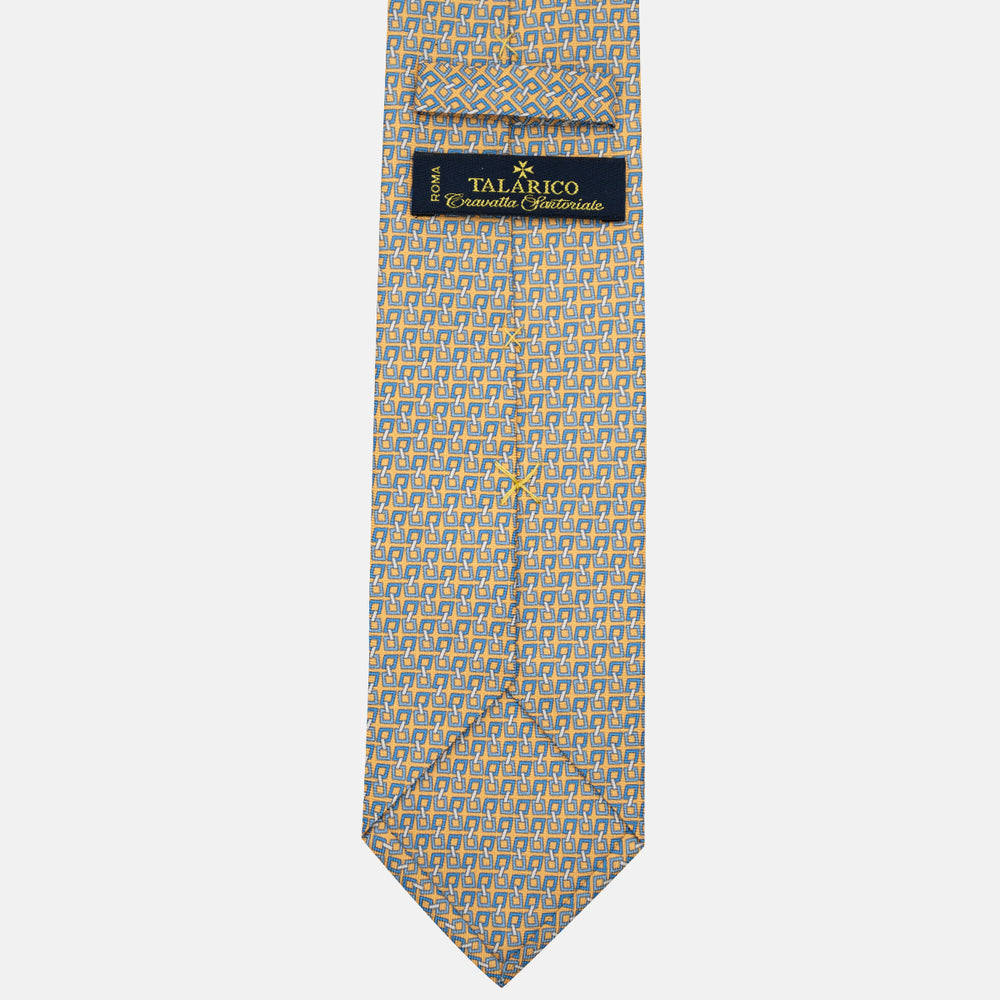 3-Fold Silk Tie, Chain Pattern, Yellow - JA057083-11