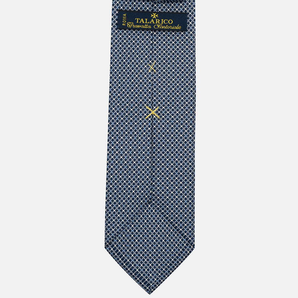 3-Fold Silk Tie, Chain Pattern, Blue and Grey - JA056672-11