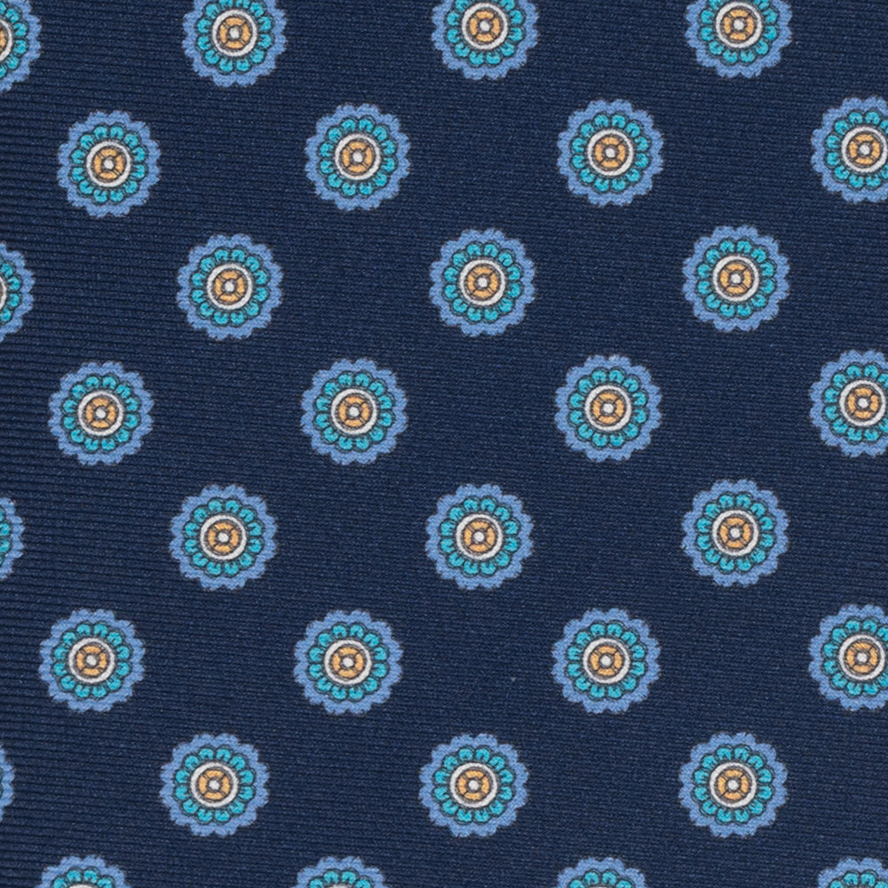 1999 Collection Tie in Heavy Silk Blue Geometric Pattern