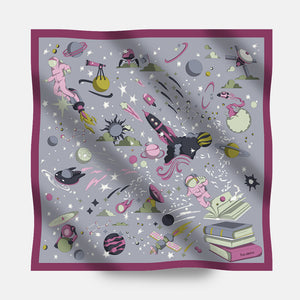 90's Twill Silk Scarf Odyssey Among the Stars