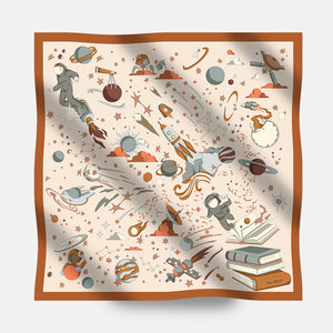 90's Twill Silk Scarf Odyssey Among the Stars