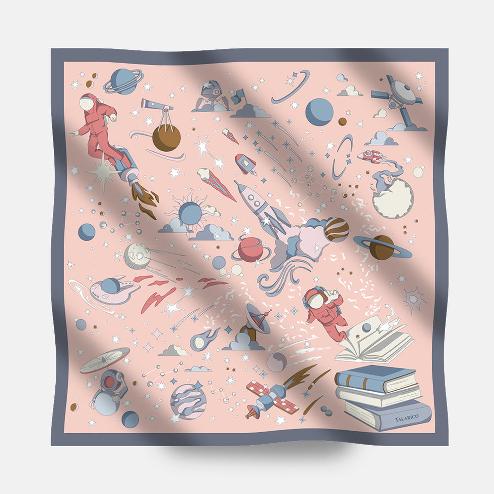 90's Twill Silk Scarf Odyssey Among the Stars