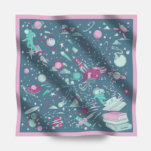 90's Twill Silk Scarf Odyssey Among the Stars