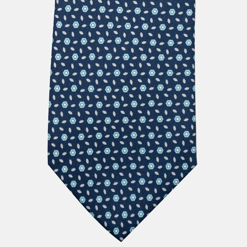 3-Fold Silk Tie, Floral Pattern, Light Blue - JA057079-12