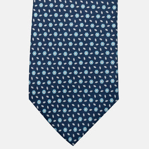 3-Fold Silk Tie, Floral Pattern, Light Blue - JA057079-12