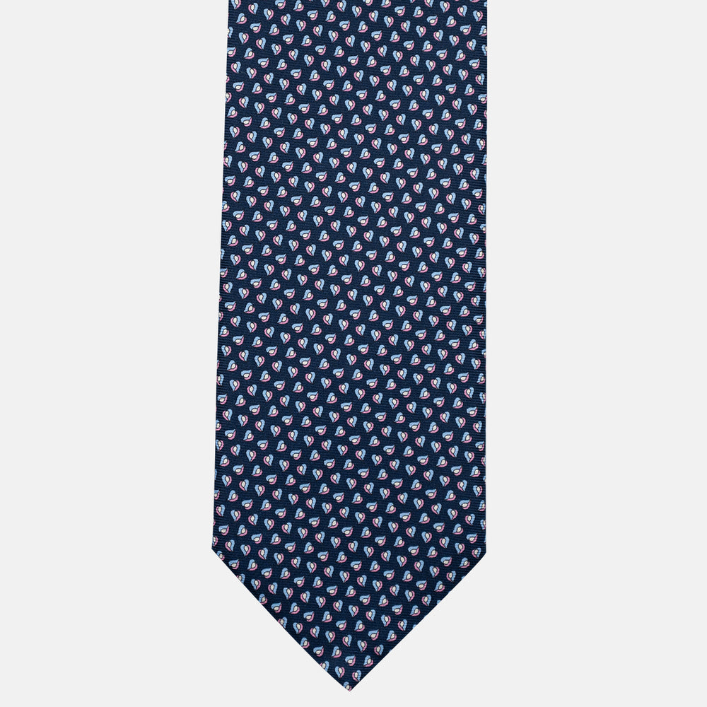 3-Fold Silk Tie, Micro Pattern, Blue Pink - JA056125-12