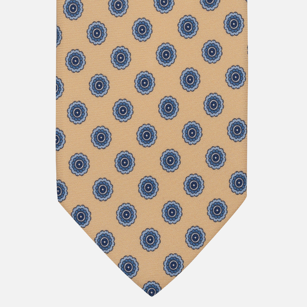 1999 Collection Tie in Heavy Silk Blue Geometric Pattern