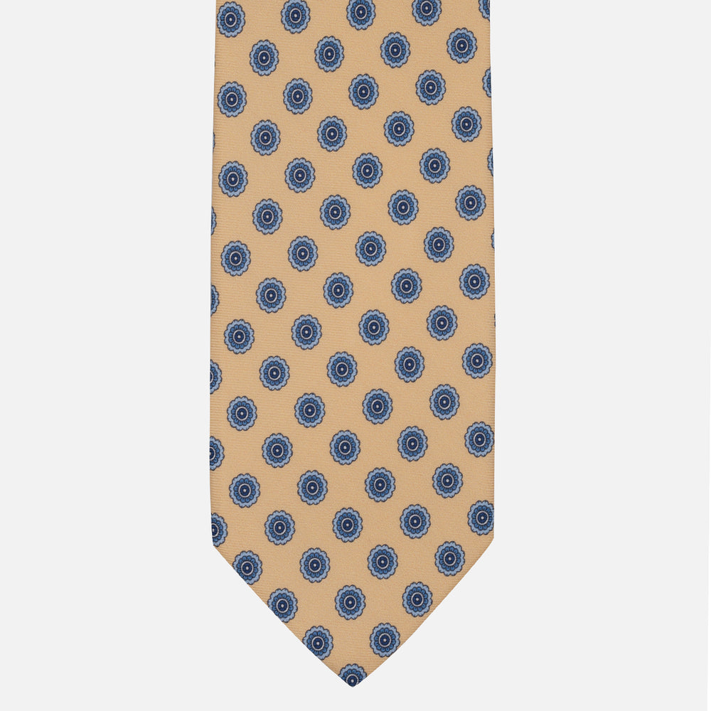 1999 Collection Tie in Heavy Silk Blue Geometric Pattern