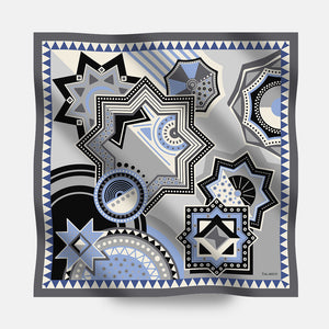 90's Twill Silk Scarf Celestial Abstractions