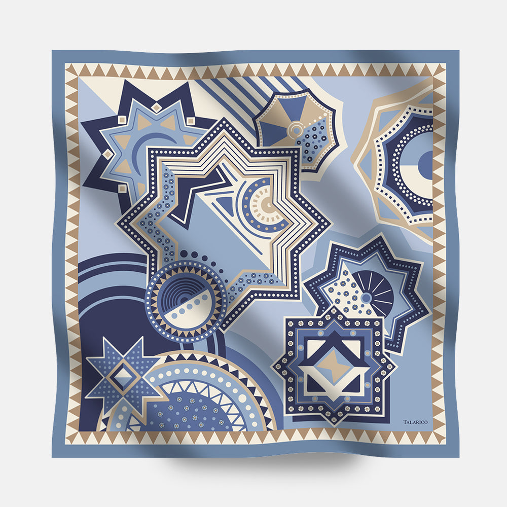 90's Twill Silk Scarf Celestial Abstractions