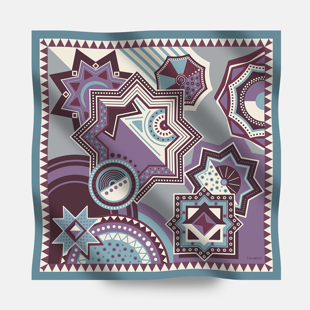 90's Twill Silk Scarf Celestial Abstractions