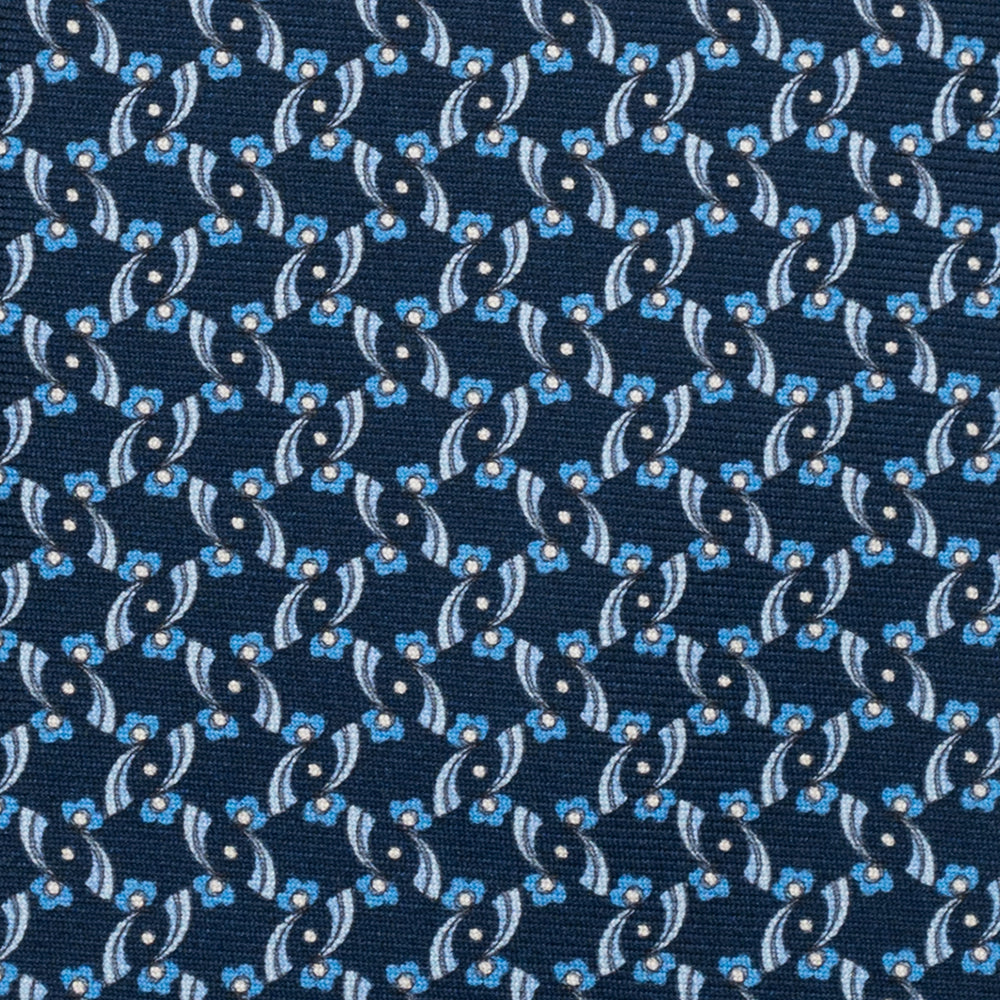 3-Fold Silk Tie, Floral Pattern, Light Blue - JA056337-13
