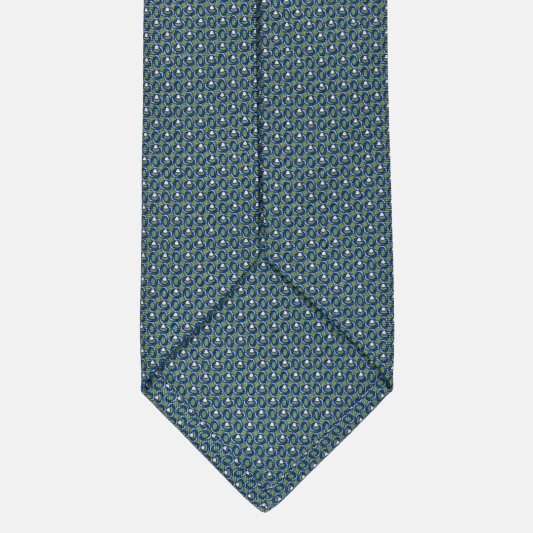 5-fold silk tie Green pattern