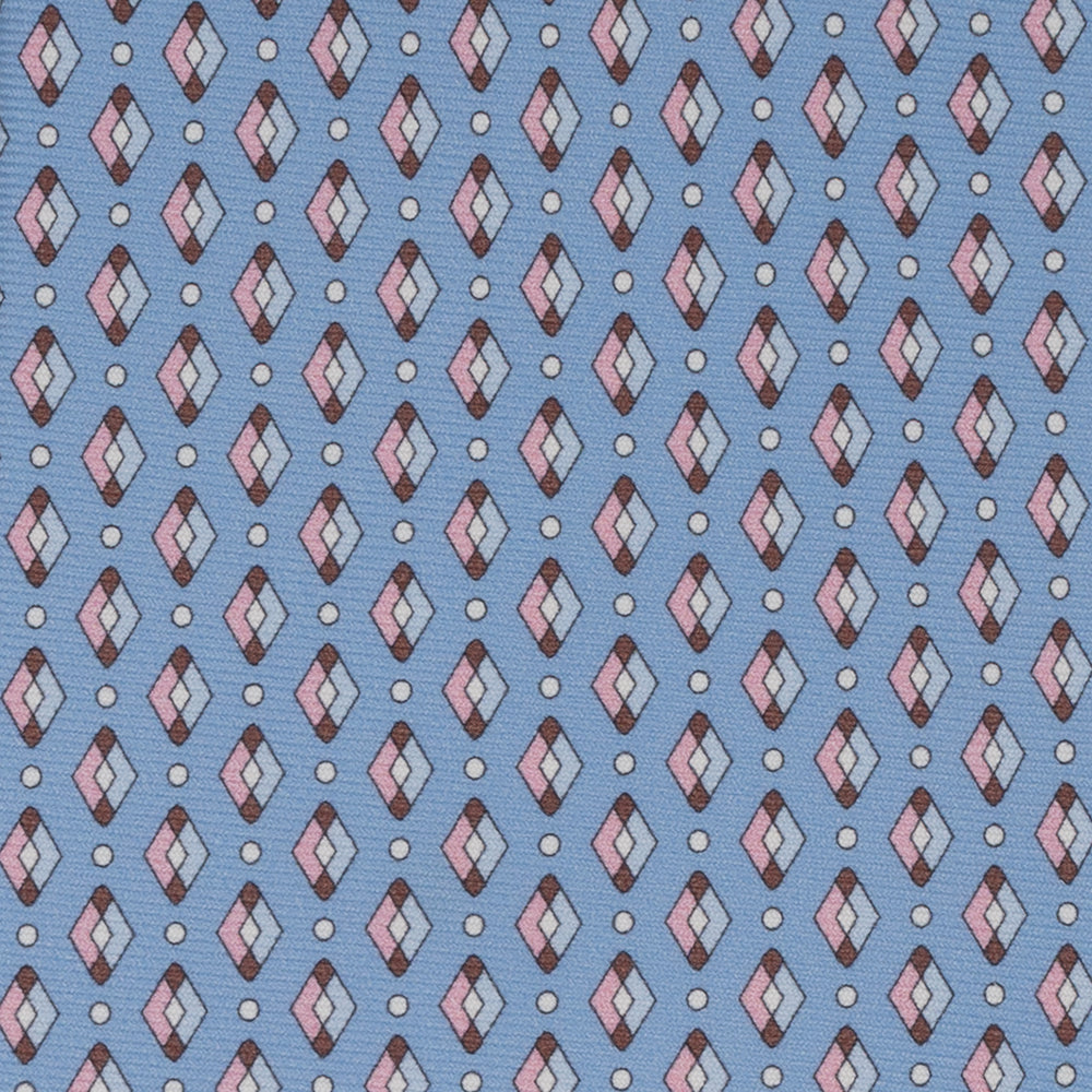 1999 Collection Tie in Heavy Silk Blue Geometric Pattern