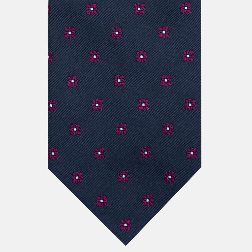 Cravatta 3 pieghe in Seta Pesante, Fantasia Floreale, Magenta JA25062026-1