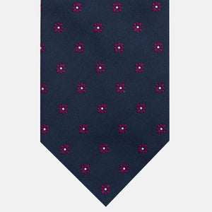 Cravatta 3 pieghe in Seta Pesante, Fantasia Floreale, Magenta JA25062026-1