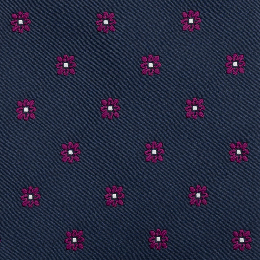 Cravatta 3 pieghe in Seta Pesante, Fantasia Floreale, Magenta JA25062026-1